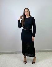 Vestido Rendado Modal Lua - Preto