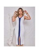Vestido Leticia - Off com Azul Anil