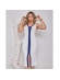 Vestido Leticia - Off com Azul Anil