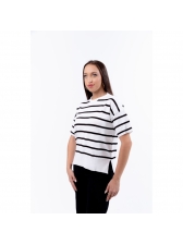Blusa Listras Maria - Off com preto