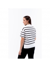 Blusa Listras Maria - Off com preto