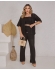 Conjunto Colmeia Cardigã e Pantalona Fernanda - Preto